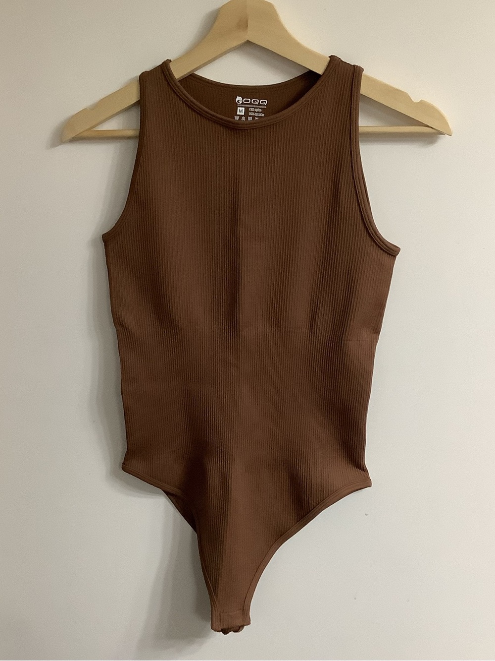 OQQ Brown Ribbed Seamless Bodysuit Size Medium M